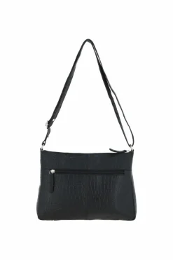 Shoulder Bags|Handbags*Ashwood Leather Silvia' Croc Print Real Leather Shoulder Bag Black