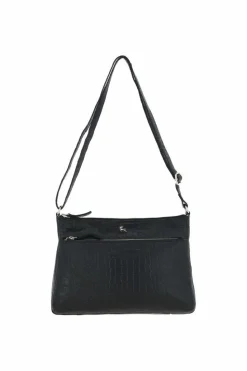 Shoulder Bags|Handbags*Ashwood Leather Silvia' Croc Print Real Leather Shoulder Bag Black