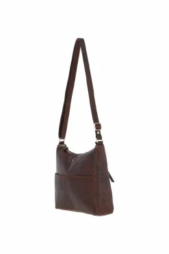 Shoulder Bags|Handbags*Ashwood Leather Simonetta' Croc Print Real Leather Shoulder Bag Brown