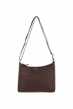 Shoulder Bags|Handbags*Ashwood Leather Simonetta' Croc Print Real Leather Shoulder Bag Brown