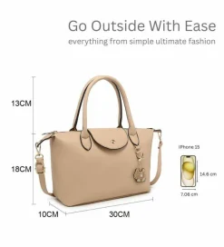 Shoulder Bags|Handbags*Kitise Simple Elegant Dog Charm Spacious Shoulder Bag Beige