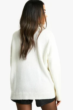Jumpers|Knitwear*boohoo Since 97 Knitted Varsity Crew Neck Jumper ecru