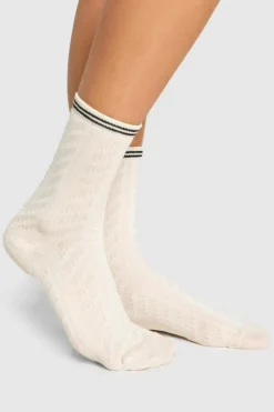 Tights & Socks|Tights & Socks*boohoo Single Cable Knit Sports Socks cream