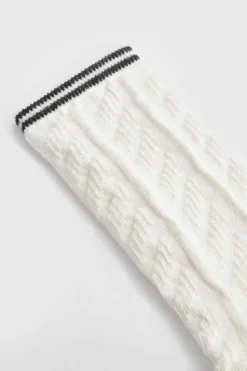 Tights & Socks|Tights & Socks*boohoo Single Cable Knit Sports Socks cream