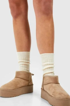 Tights & Socks|Tights & Socks*boohoo Single Knitted Thick Ribbed Sock cream