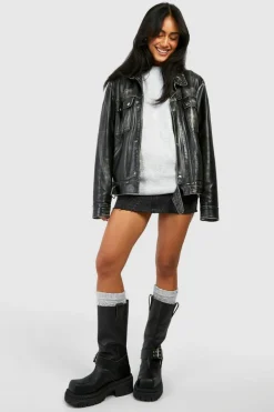 Tights & Socks|Tights & Socks*boohoo Single Knitted Slouchy Socks grey marl
