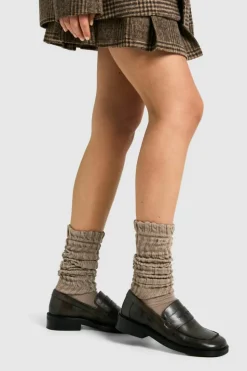 Tights & Socks|Tights & Socks*boohoo Single Knitted Slouchy Socks beige