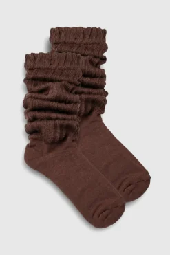 Tights & Socks|Tights & Socks*boohoo Single Knitted Slouchy Socks brown