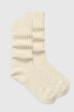 Tights & Socks|Tights & Socks*boohoo Single Soft Ribbed Slouchy Socks cream