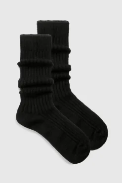 Tights & Socks|Tights & Socks*boohoo Single Soft Ribbed Slouchy Socks black