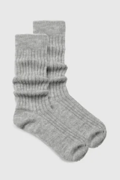 Tights & Socks|Tights & Socks*boohoo Single Soft Ribbed Slouchy Socks grey marl