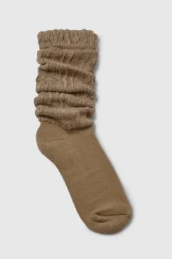 Tights & Socks|Tights & Socks*boohoo Single Soft Ribbed Slouchy Socks mocha