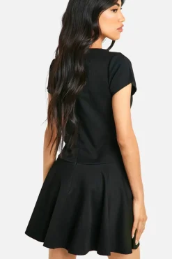 A Line Dresses|Skater Dresses*boohoo Skater A Line Mini Dress black
