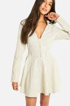 Shirt Dresses|Mini Dresses*boohoo Skater Corset Shirt Dress cream