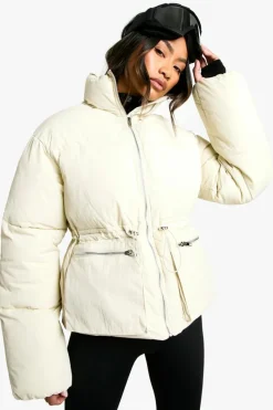 Up To 80% Off Winter Warmers|Puffer Jackets*boohoo Ski Toggle Detail Puffer Jacket off white