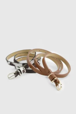 Belts*boohoo Skinny Cow Print Belt 2 Pack black