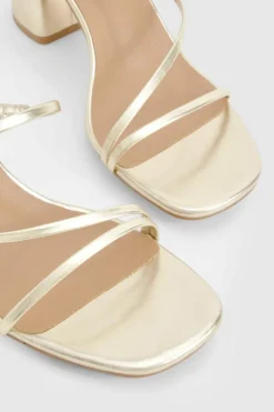 Sandals|Heels*boohoo Skinny Strap Block Heel Mules gold