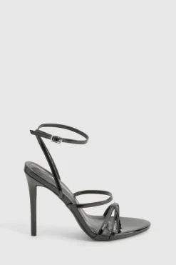 Heels*boohoo Skinny Strap Lace Up Stiletto Heels black