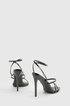 Heels*boohoo Skinny Strap Lace Up Stiletto Heels black