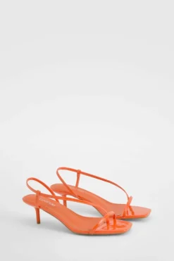 Heels*boohoo Skinny Strap Square Toe Low Heels orange