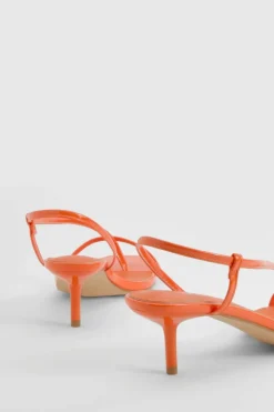 Heels*boohoo Skinny Strap Square Toe Low Heels orange