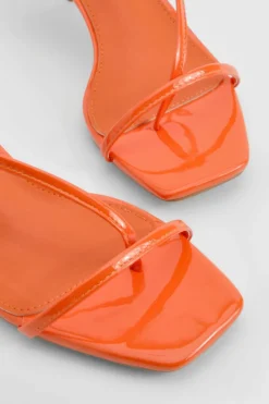 Heels*boohoo Skinny Strap Square Toe Low Heels orange