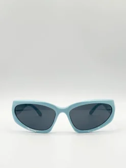 Sunglasses*SVNX Skyblue Wrap Visor Sunglasses Baby Blue