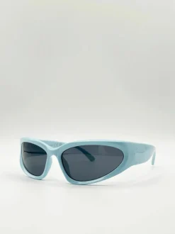 Sunglasses*SVNX Skyblue Wrap Visor Sunglasses Baby Blue