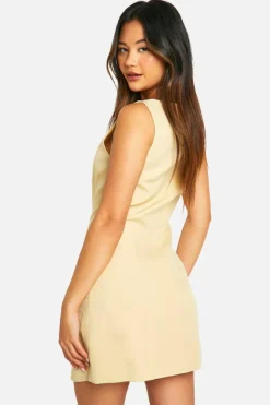 Skater Dresses*boohoo Slash Neck Mock Horn Mini Dress butter
