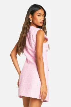 Blazer Dresses*boohoo Sleeveless Boucle Blazer Dress pink