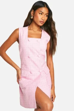 Blazer Dresses*boohoo Sleeveless Boucle Blazer Dress pink
