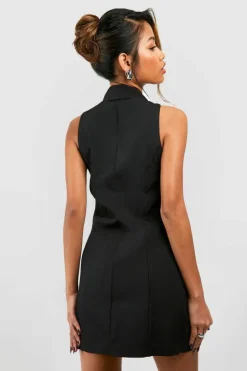 Blazer Dresses*boohoo Sleeveless Contour Fitted Blazer Dress black