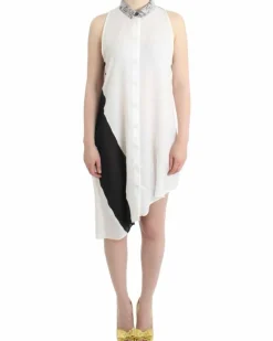 Shirt Dresses*Costume National Sleeveless Dress Asymmetrical Hem White