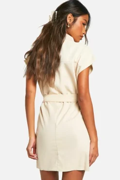 Shirt Dresses*boohoo Sleeveless Utility Shirt Dress stone