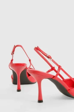 Heels*boohoo Slingback Box Pu Pointed Court Shoes red