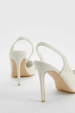 Heels*boohoo Slingback Buckle Detail Court Shoes cream