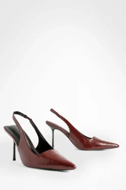 Heels*boohoo Slingback Extreme Point Court Shoes dark red