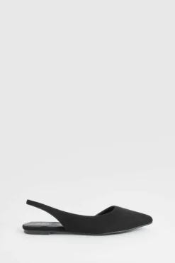 Flats*boohoo Slingback Faux Suede Pointed Flats black