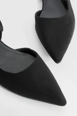 Flats*boohoo Slingback Faux Suede Pointed Flats black
