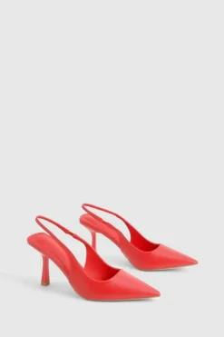 Heels*boohoo Slingback Pointed Toe Court Heel red
