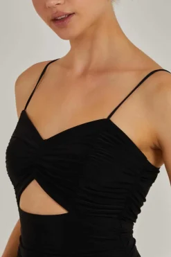 Midi Dresses*Pink Vanilla Slinky Midi Cut Out Dress Black