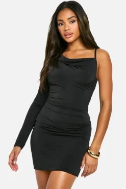 Bodycon Dresses*boohoo Slinky One Shoulder Mini Dress natural black