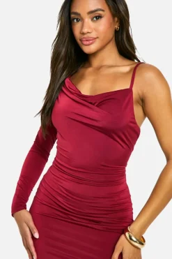 Bodycon Dresses*boohoo Slinky One Shoulder Mini Dress plum