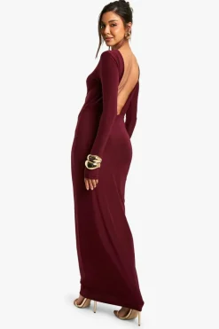Maxi Dresses*boohoo Slinky Open Back Maxi Dress burgundy