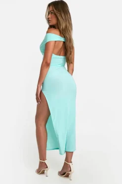 Wrap Dresses*boohoo Slinky Wrap Waist Maxi Dress blue