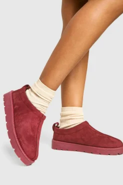 Cosy Boots*boohoo Slip On Cosy Mules cherry