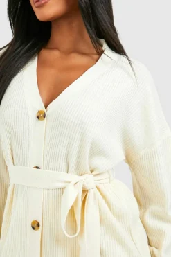 Knitted Co-Ords*boohoo Slouchy Belted Cardigan And Wide Leg Knit Set ecru