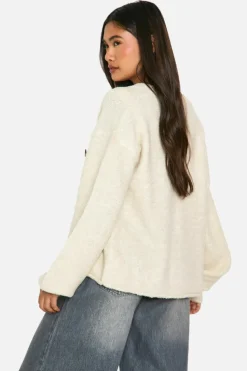 Knitted Co-Ords|Cardigans*boohoo Slouchy Cardigan And Bralet Borg Knit Co-ord cream