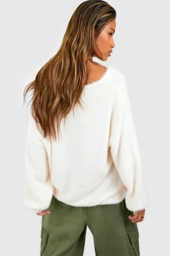 Oversized Jumpers*boohoo Slouchy Fluffy Knit Jumper ecru