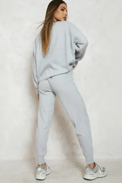 Knitted Co-Ords|Joggers*boohoo Slouchy Rib Knitted Tracksuit grey